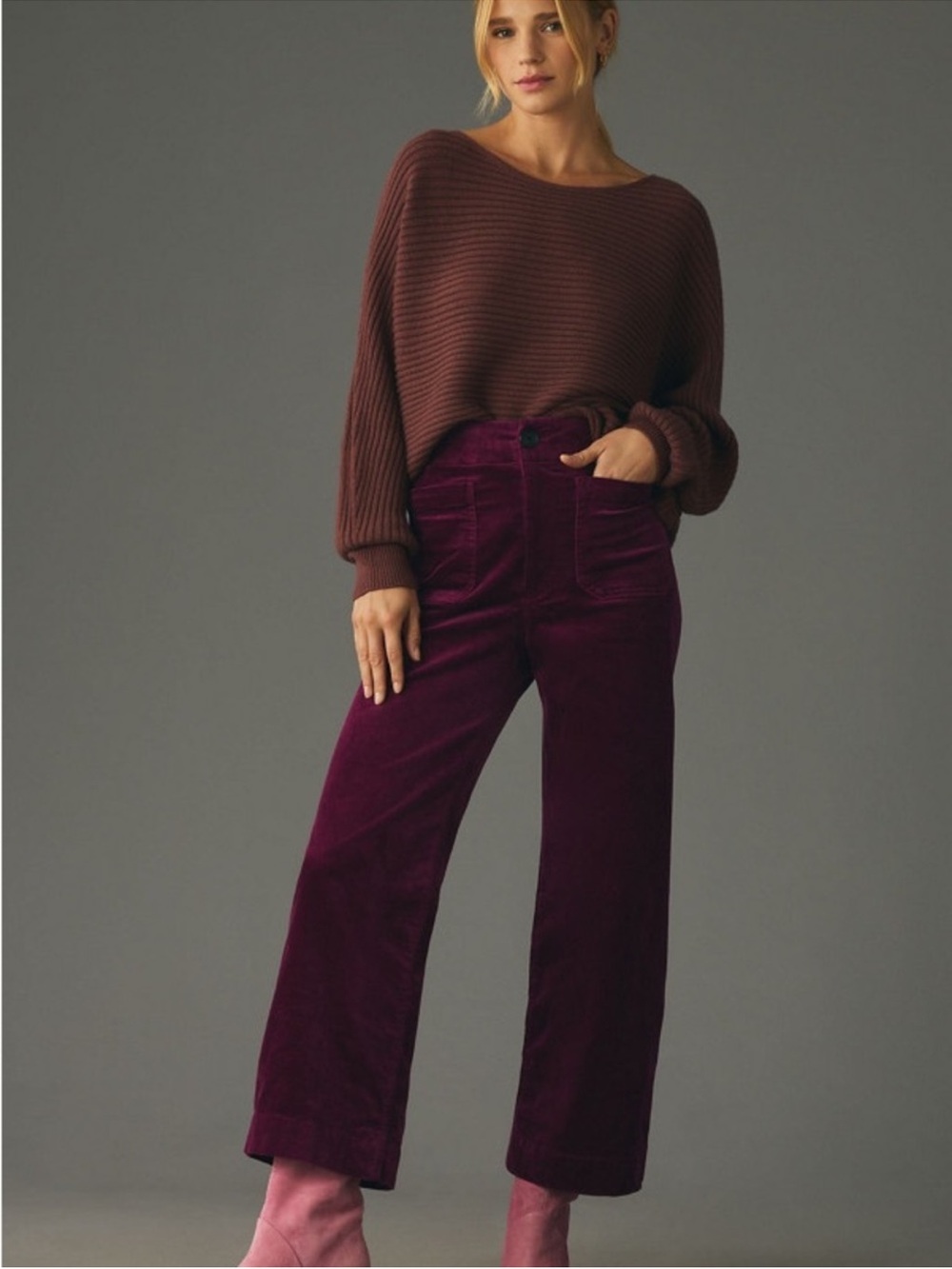 Anthropologie Maeve Crop Wide-Leg Corduroy Pants